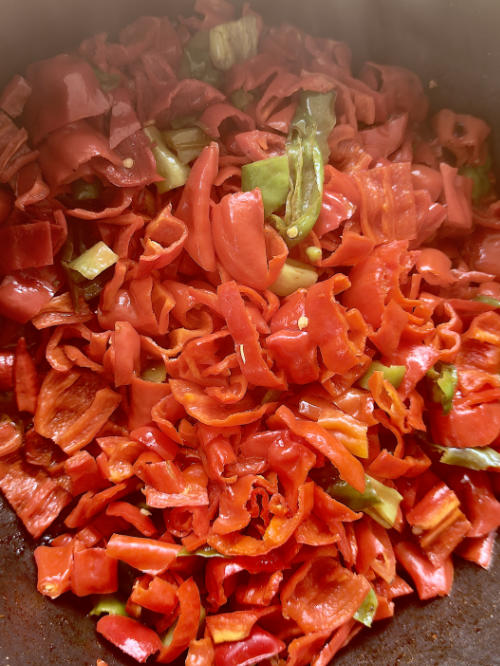 Chilies cooking for sauce